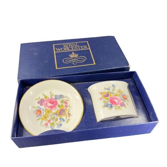 Royal Worcester Bournemouth Porcelain Dish Cup Toothpick Holder Plate Boxed New - Picture 1 of 13